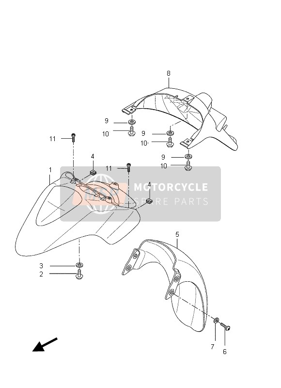 5B2F151100P9, Kotflugel, Vorne, Yamaha, 0